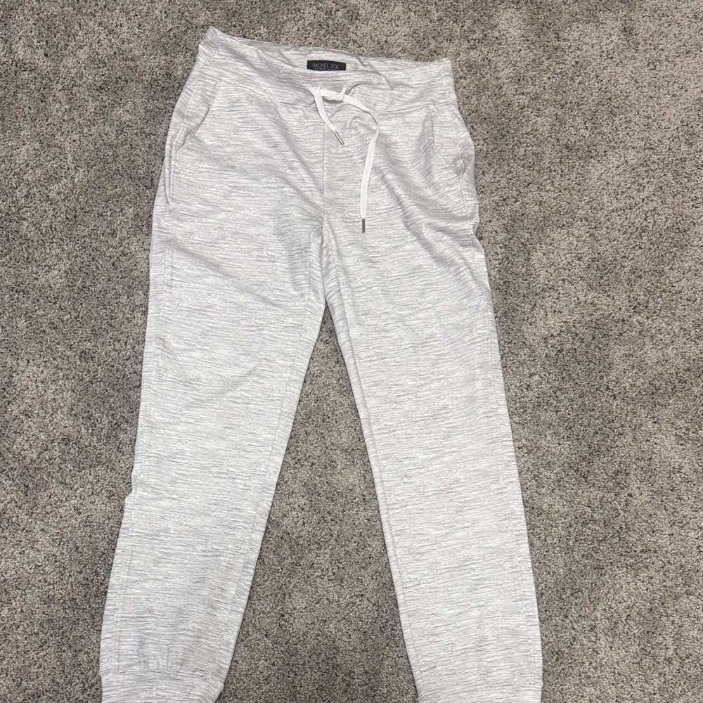 Rachel Zoe Heathered Light Gray Drawstring Joggers